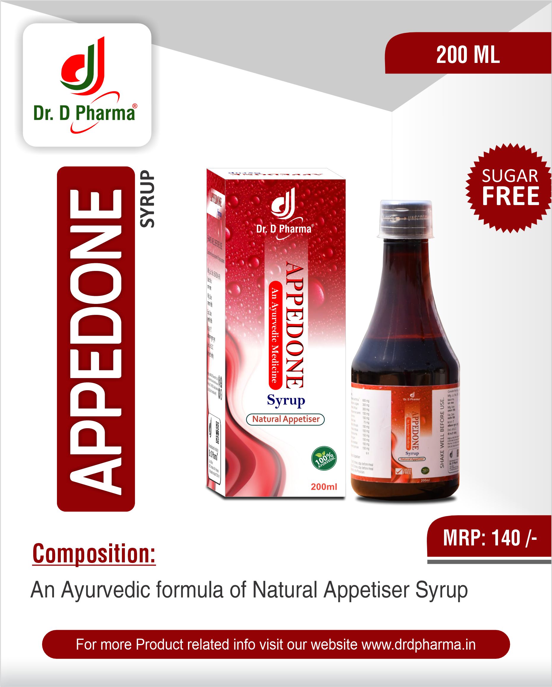 APPEDONE SYRUP 200ML SUGAR FREE